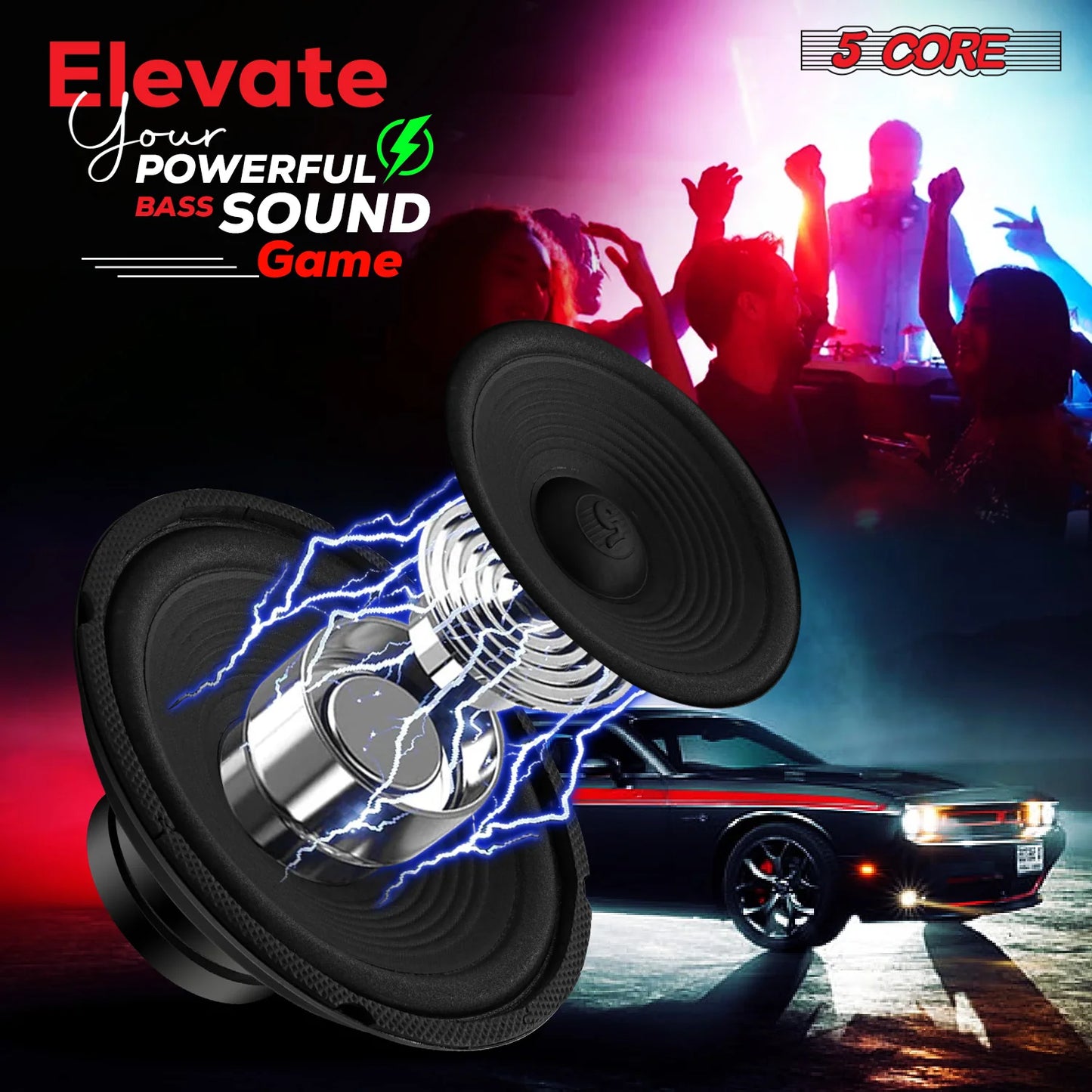 5 Core 8 Inch Subwoofer Speaker 1000W PMPO 4Ohm Replacement Car Bass Sub Woofer