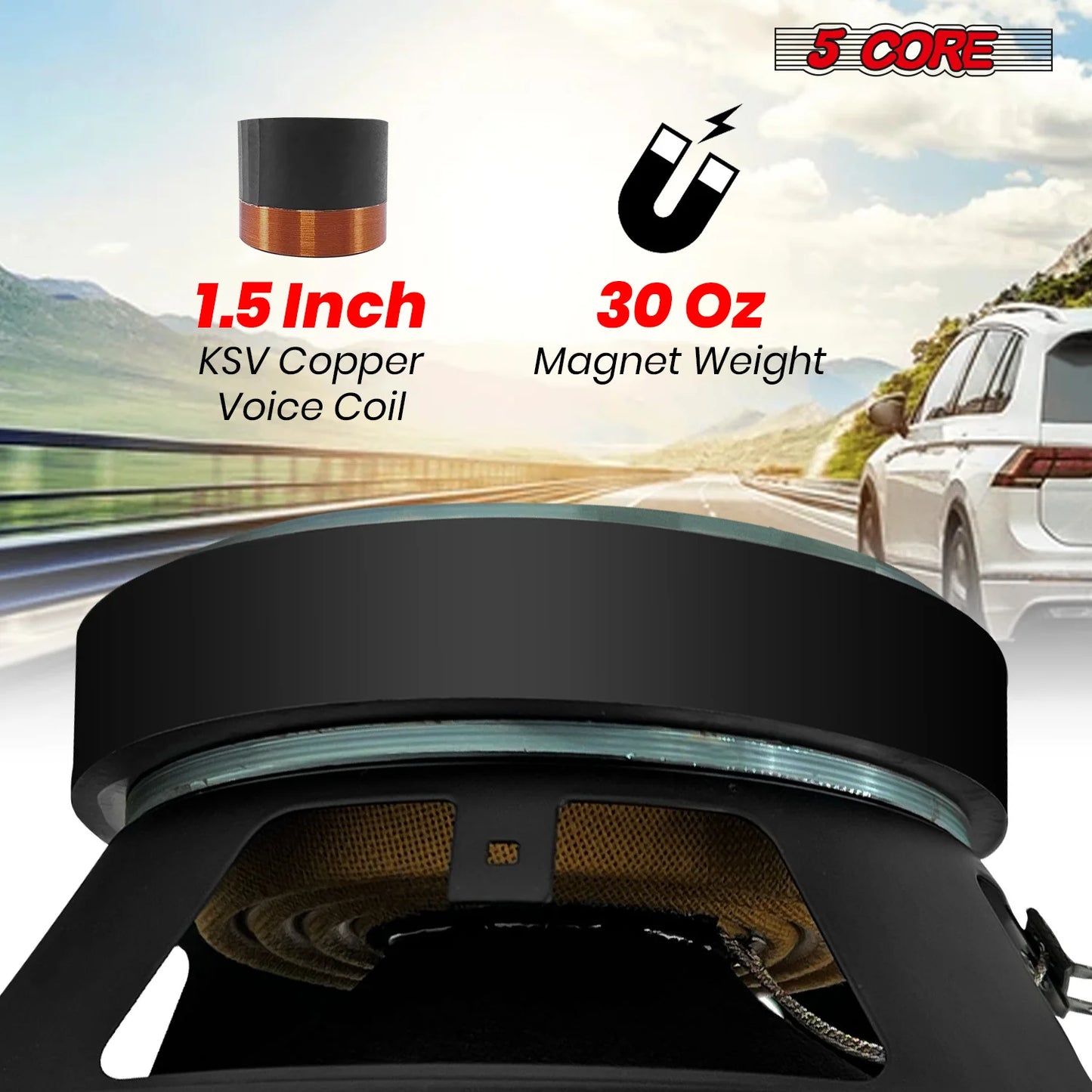 5Core 8 Inch Midrange Door Speaker 500W Subwoofer W Aluminum Bullet 4Ω Sub Woofer