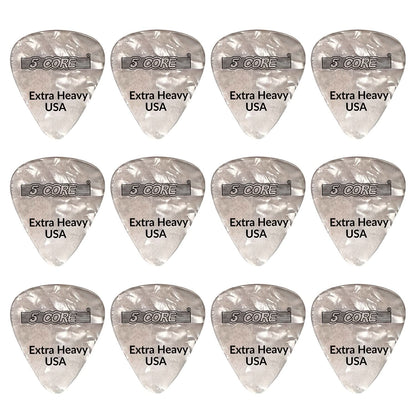 5Core Guitar Picks 1.2Mm Celluloid Extra Heavy Gauge Pick - Acoustic Electric Bass Guitars WHITE