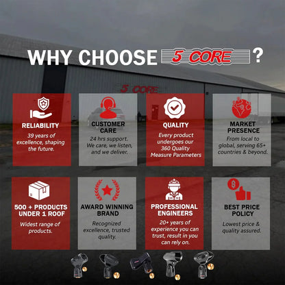 5 Core Microphone Clip Holder 4 Pieces with Screw Adapters 5/8 to 3/8 Inch