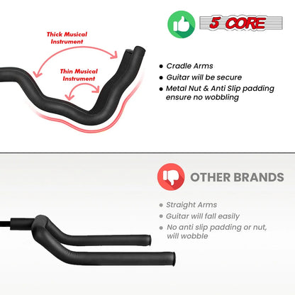 5Core Guitar Stand Floor Foldingholder Soporte Para Guitarra for Acoustic Electric Bass Yellow