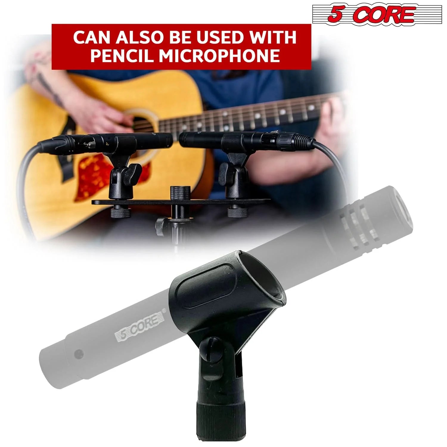 5 Core Microphone Clip Holder 6 Pieces with Screw Adapters 5/8 to 3/8 Inch