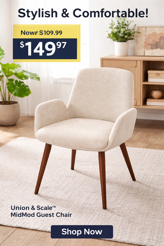 MidMod by Union & Scale Fabric Guest Chair - Cream