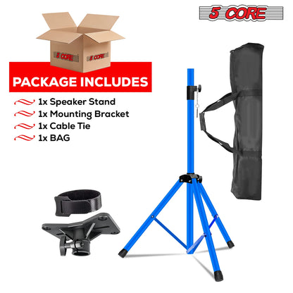 5Core Speaker Stand Tripod Tall Adjustable 72 Inch DJ Pole Mount Studio Monitor Stands SKY BLUE