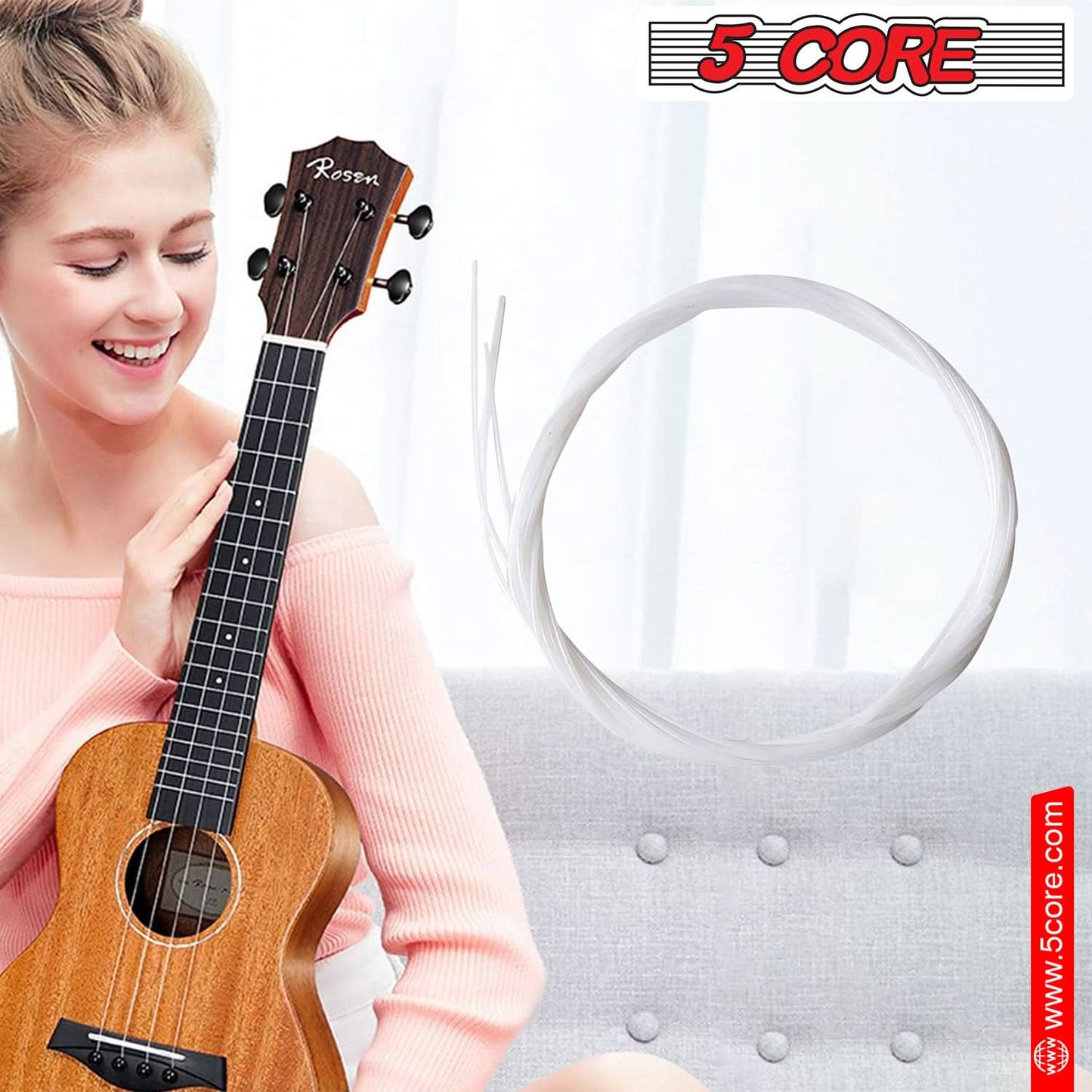 5Core Ukulele Strings Nylon W Deep Bright Tone Consistent Reliable Durability Uku String