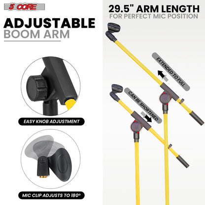 5Core Tripod Mic Stand Adjustable Holder Floor Microphone Boom Arm