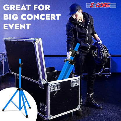 5Core Speaker Stand Tripod Tall Adjustable 72 Inch DJ Studio Monitor Stands Pole Mount BLUE
